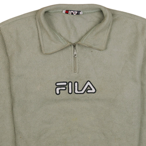 FILA Men’s Green 1/4 Zip Fleece Jacket Size M Retro Sportswear