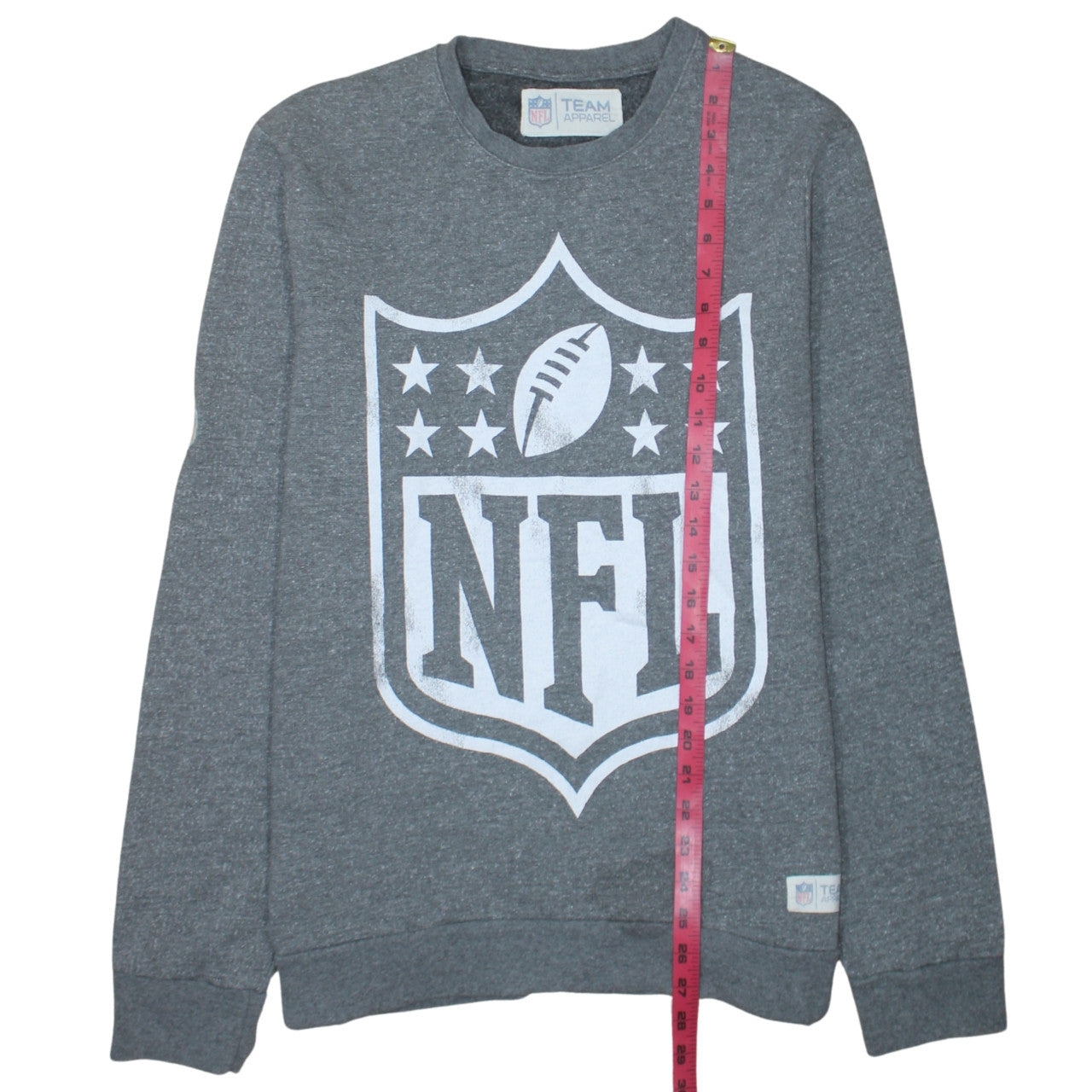Team Apparel Mens Grey L Pullover Crew Neck NFL Logo Sweatshirt