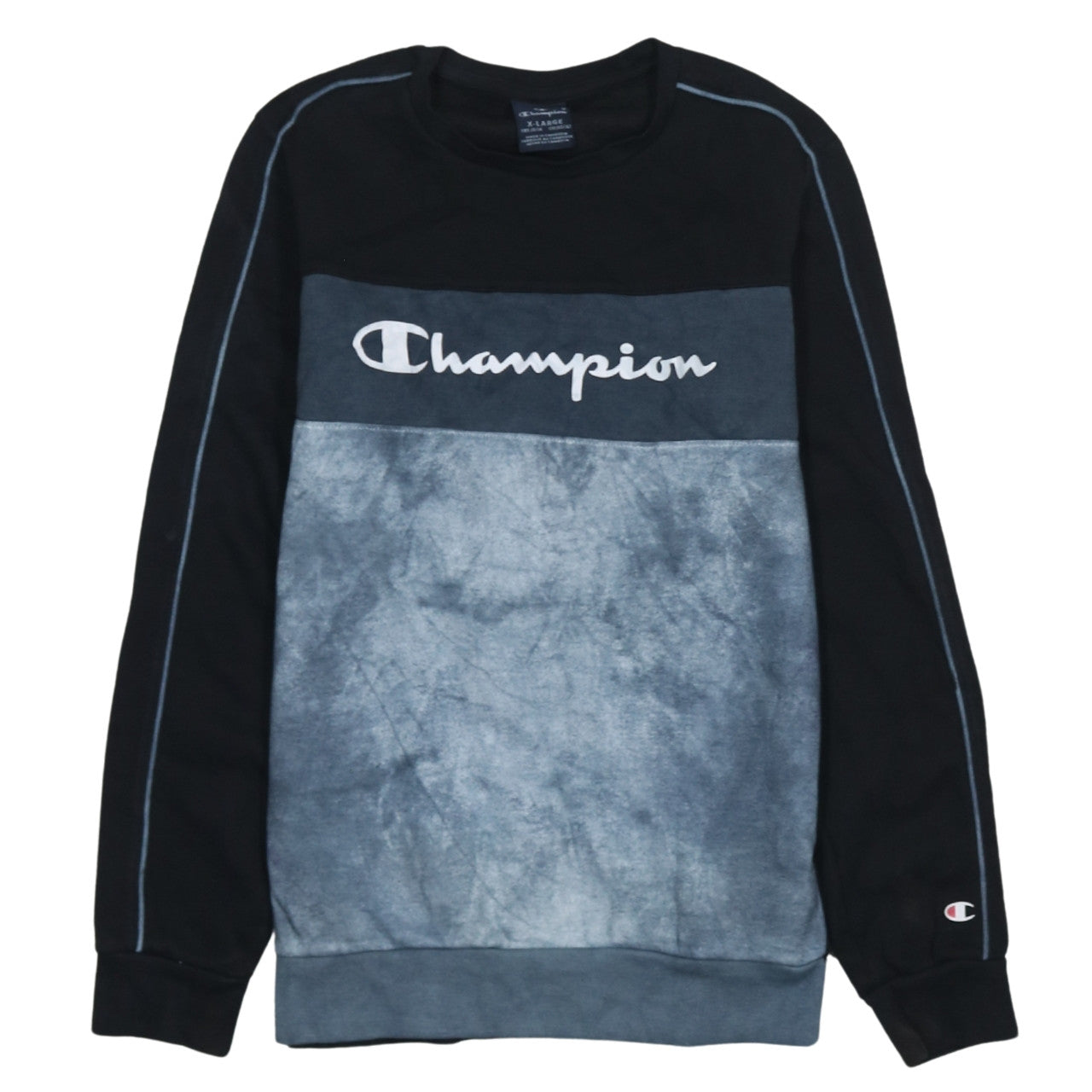 Champion Boys Black Blue Tie Dye Sweatshirt XL 13-14 Years Pullover Crew Neck