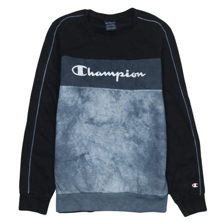 Champion Boys Black Blue Tie Dye Sweatshirt XL 13-14 Years Pullover Crew Neck