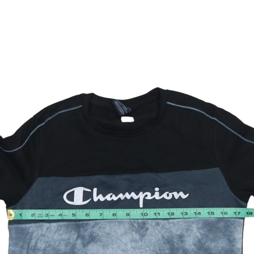 Champion Boys Black Blue Tie Dye Sweatshirt XL 13-14 Years Pullover Crew Neck