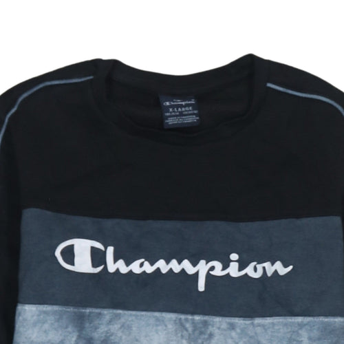 Champion Boys Black Blue Tie Dye Sweatshirt XL 13-14 Years Pullover Crew Neck