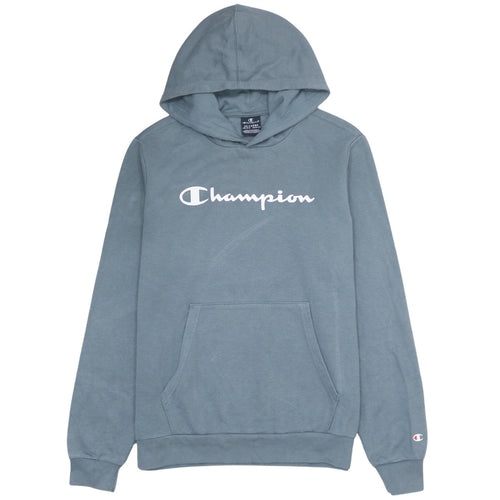 Champion Boys Blue Pullover Hoodie 2XL 15/16 Years Logo Fleece Lined