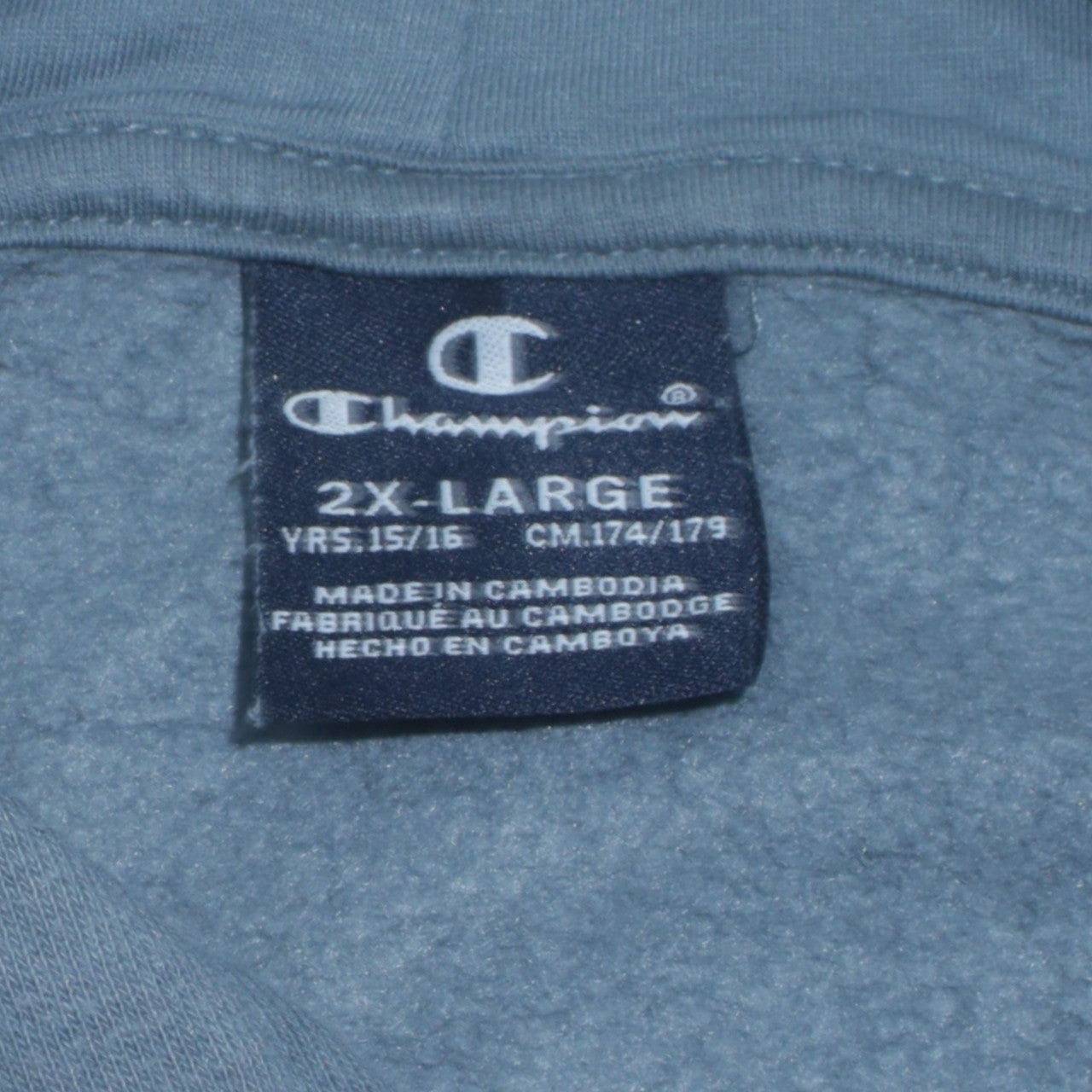 Champion Boys Blue Pullover Hoodie 2XL 15/16 Years Logo Fleece Lined