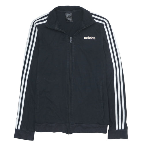Adidas Men Black Full Zip Sweatshirt S Regular Fit Sports Style