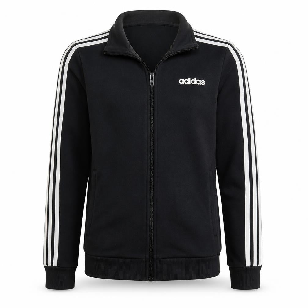 Front view of Adidas Men Black Full Zip Sweatshirt S Regular Fit Sports Style