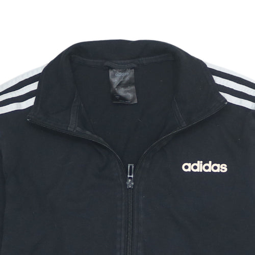 Adidas Men Black Full Zip Sweatshirt S Regular Fit Sports Style