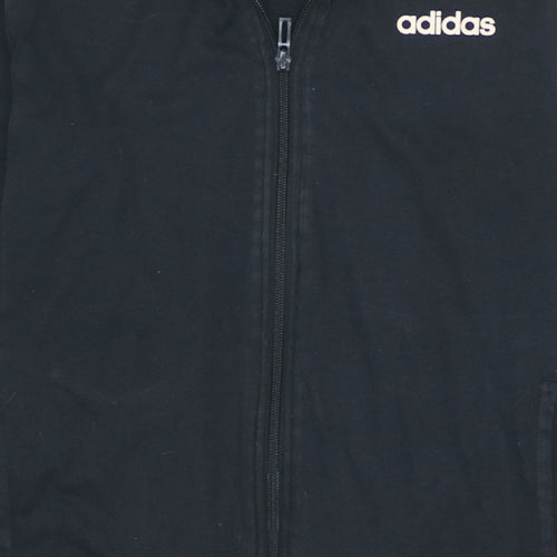 Adidas Men Black Full Zip Sweatshirt S Regular Fit Sports Style