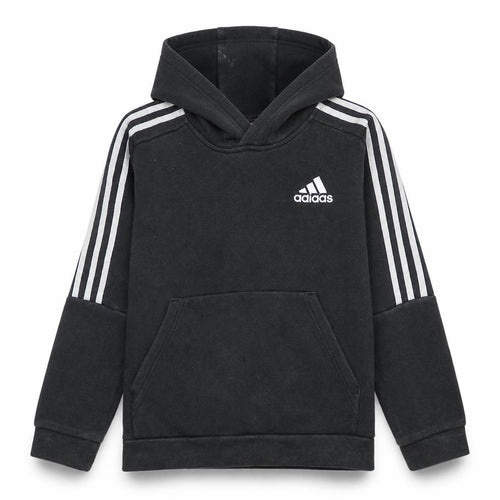 Adidas Boys Black 11-12 Years Pullover Hoodie with Stripe Detail