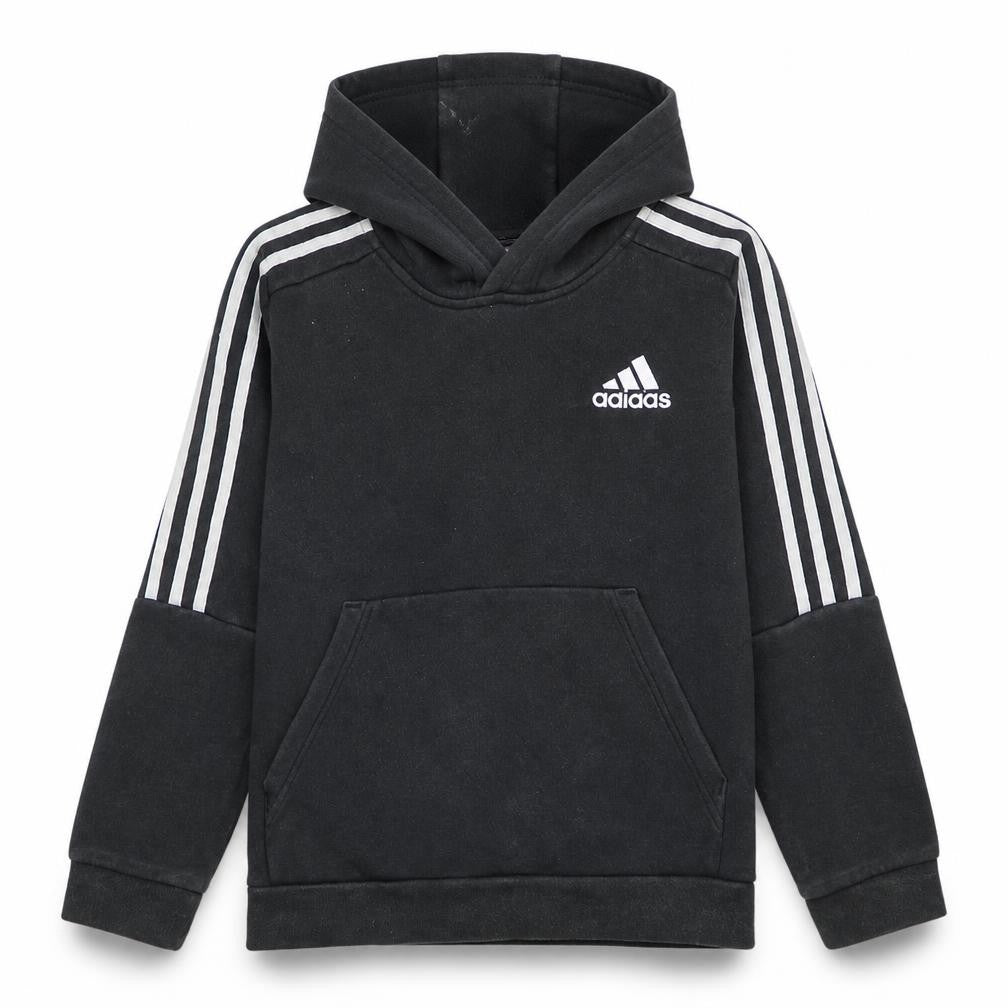Adidas Boys Black 11-12 Years Pullover Hoodie with Stripe Detail