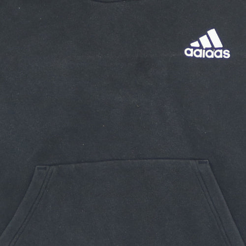 Adidas Boys Black 11-12 Years Pullover Hoodie with Stripe Detail