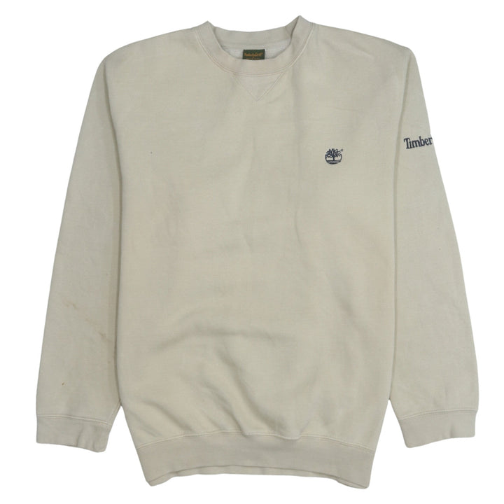 Timberland Men's Beige Embroidered Logo Pullover Sweatshirt S