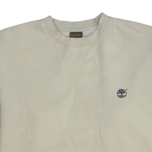 Timberland Men's Beige Embroidered Logo Pullover Sweatshirt S