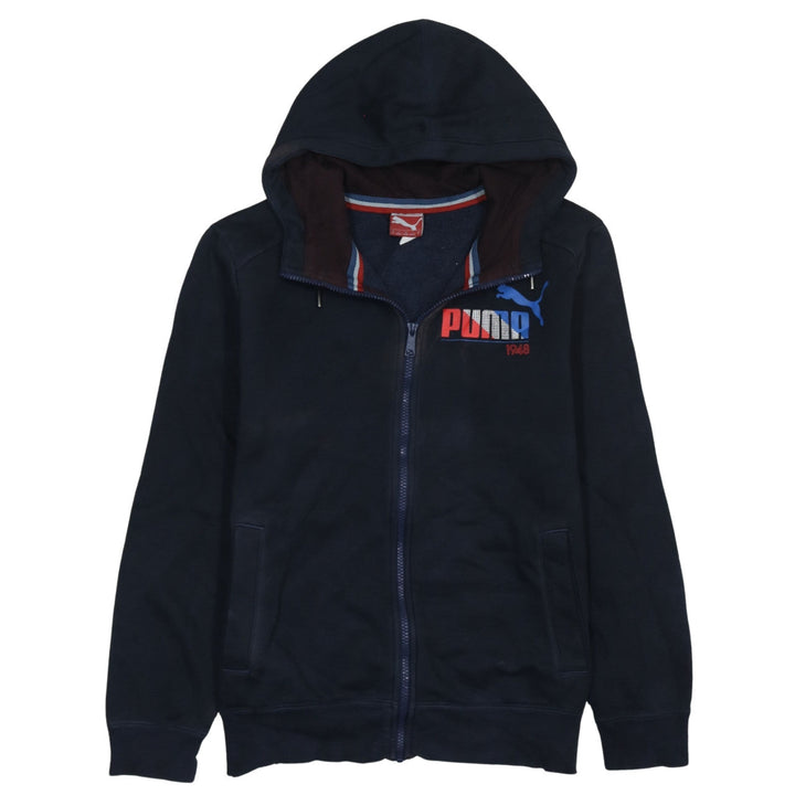 Puma Men's Blue Full Zip Hoodie S Logo Graphic Sweatshirt