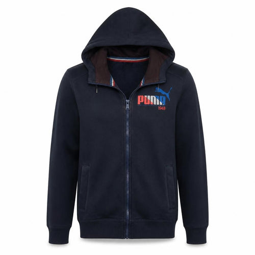 Puma Men's Blue Full Zip Hoodie S Logo Graphic Sweatshirt