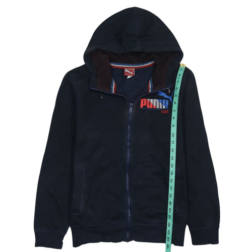 Puma Men's Blue Full Zip Hoodie S Logo Graphic Sweatshirt