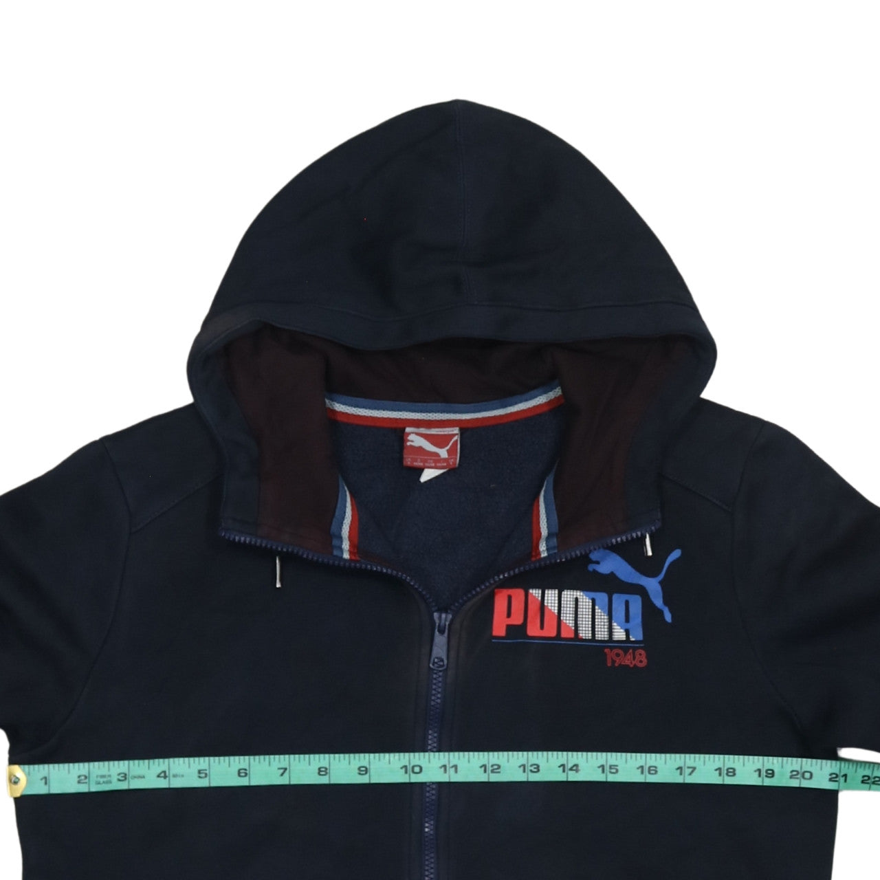Puma Men's Blue Full Zip Hoodie S Logo Graphic Sweatshirt