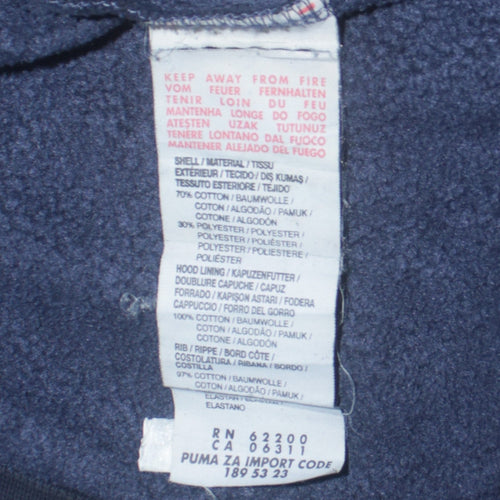 Puma Men's Blue Full Zip Hoodie S Logo Graphic Sweatshirt