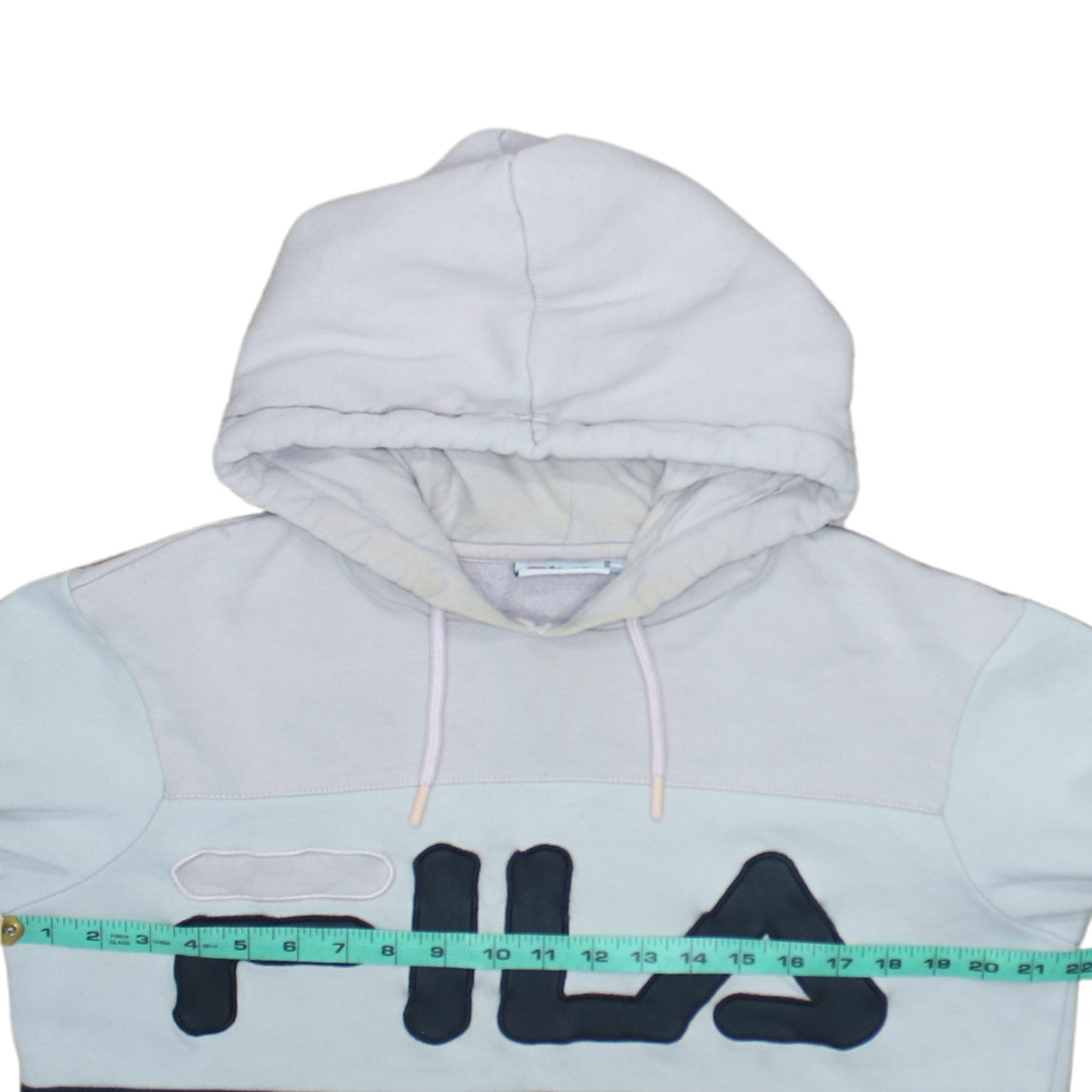 Fila Womens Blue Colourblock Cropped Pullover Hoodie Size M