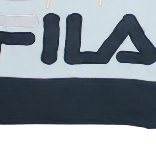 Fila Womens Blue Colourblock Cropped Pullover Hoodie Size M