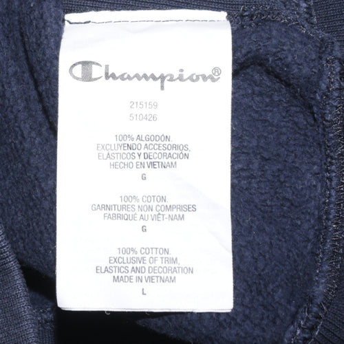 Champion Men's Blue Pullover Hoodie Large Embroidered Logo