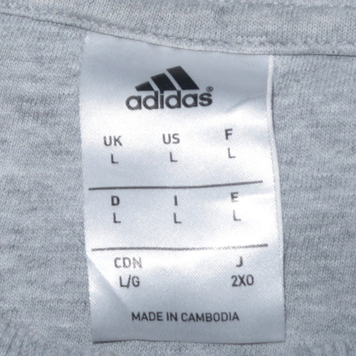 Adidas Men's Grey Logo Crew Neck Pullover Sweatshirt Size L