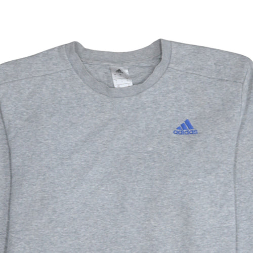 Adidas Men's Grey Logo Crew Neck Pullover Sweatshirt Size L