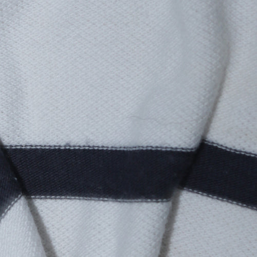 Tommy Hilfiger Men's White Slim Fit Striped Polo Shirt L