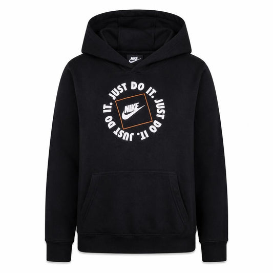Front view of Nike women’s black xl pullover hoodie just do it graphic sweatshirt