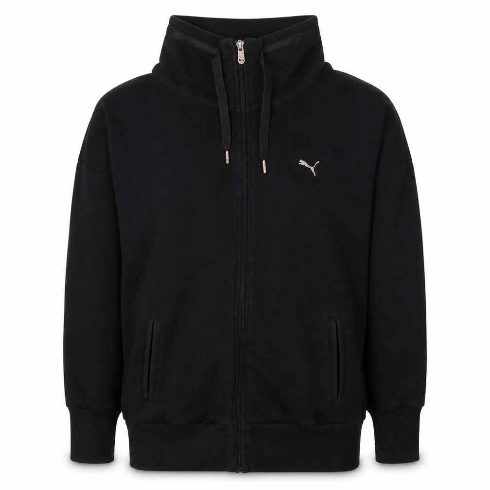Front view of Puma Women Black Full Zip Hoodie, size 10