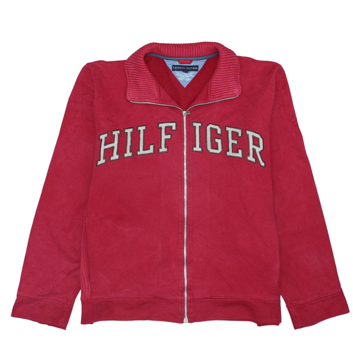 Tommy Hilfiger Men's Red Full Zip Collared Sweatshirt XL