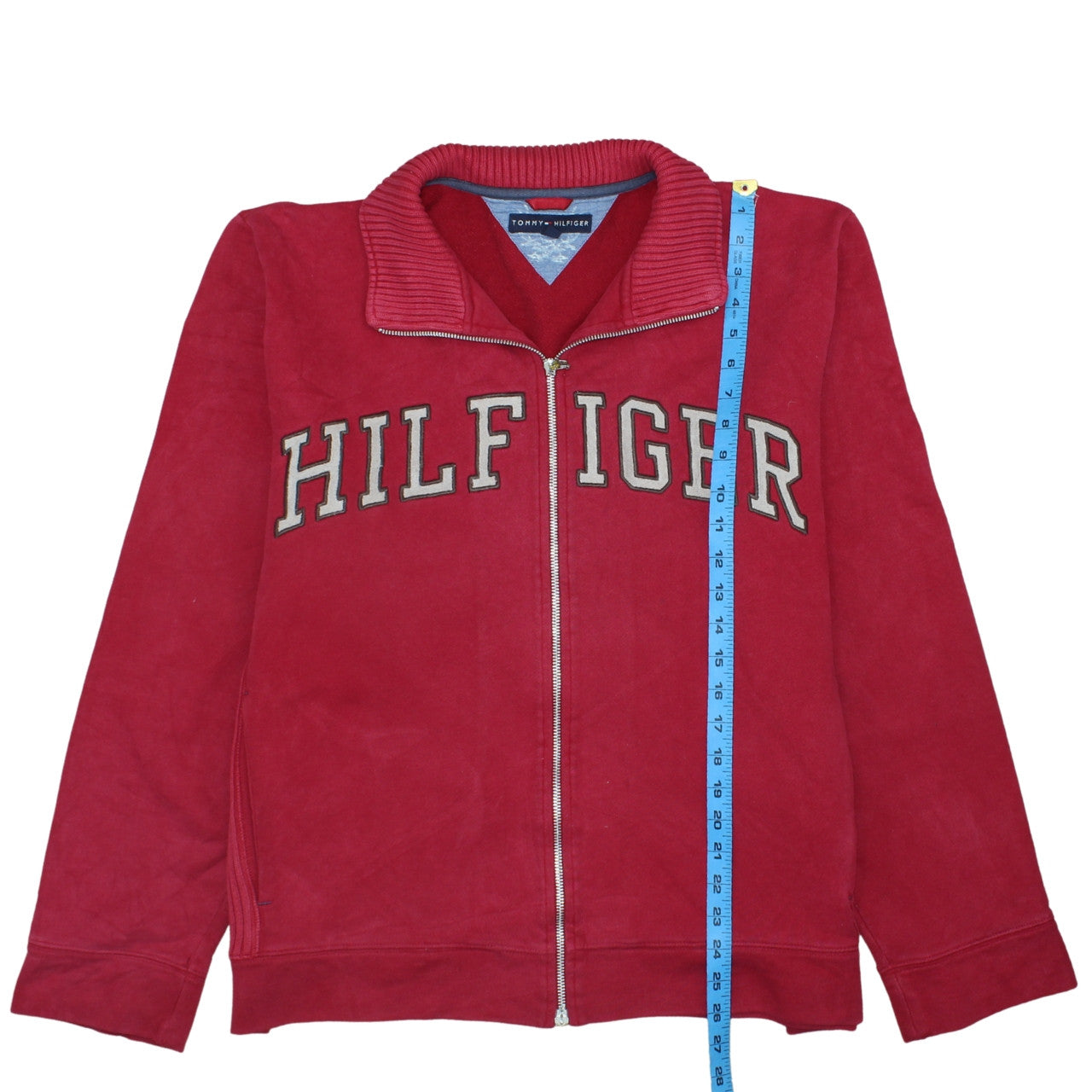 Tommy Hilfiger Men's Red Full Zip Collared Sweatshirt XL