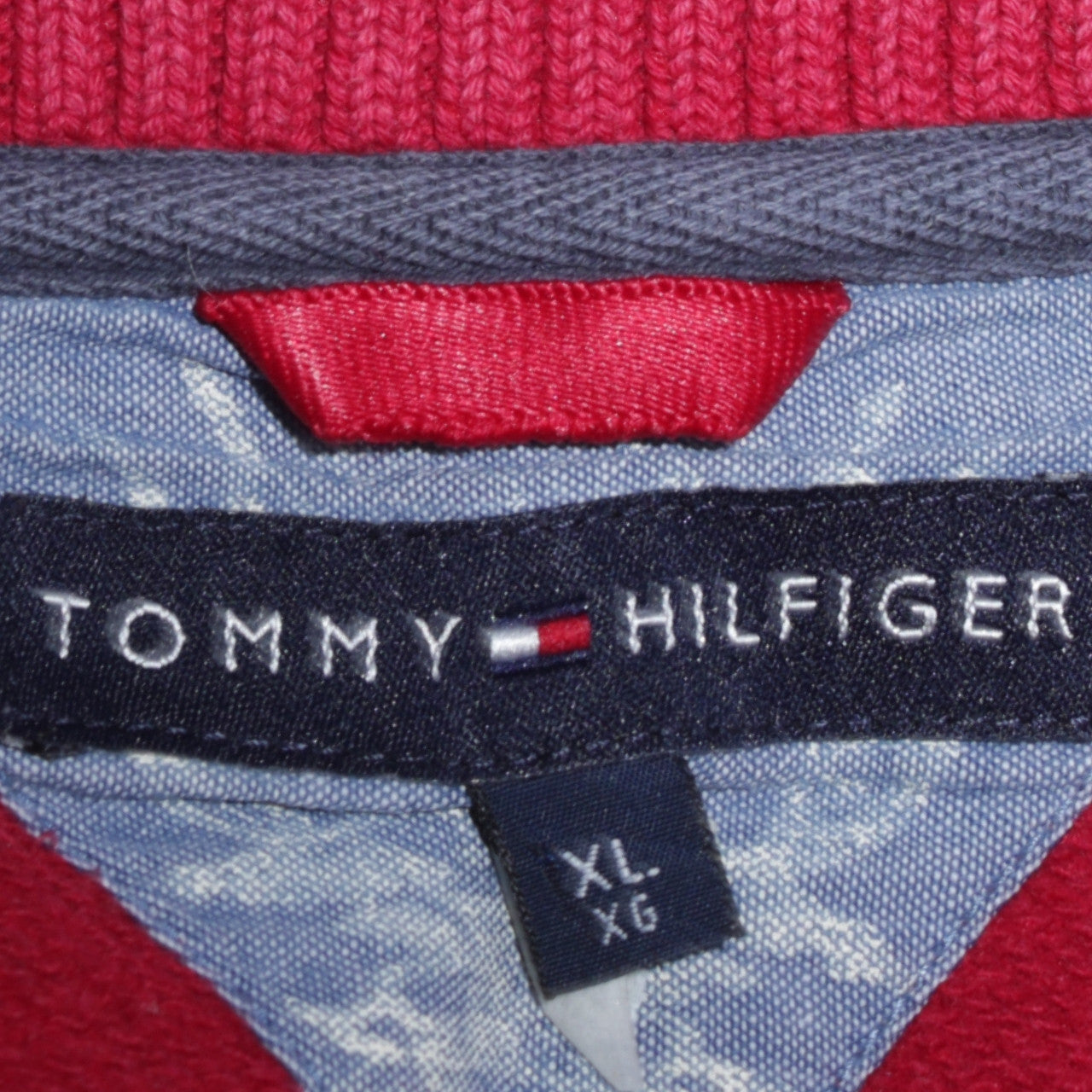Tommy Hilfiger Men's Red Full Zip Collared Sweatshirt XL