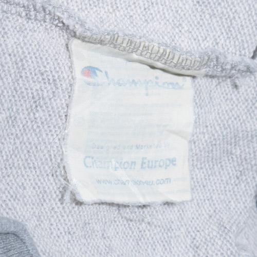Champion Men's Grey 1/4 Zip Sweatshirt L Athletic Logo Trim Pullover