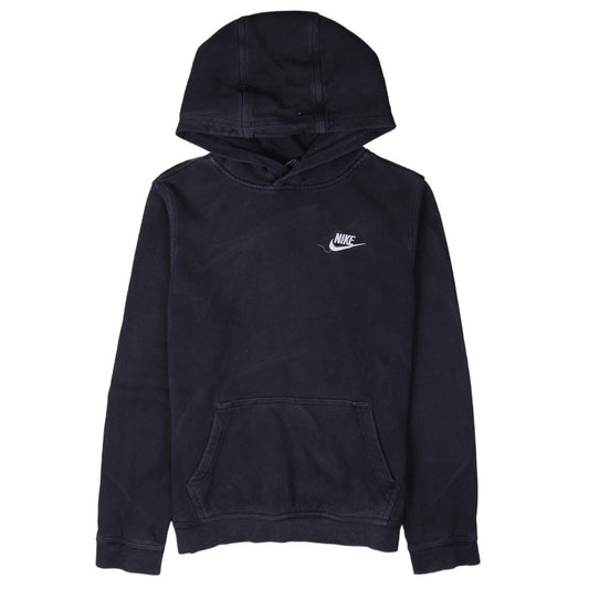 Nike Boys Black XL Pullover Hoodie with Logo, Standard Fit
