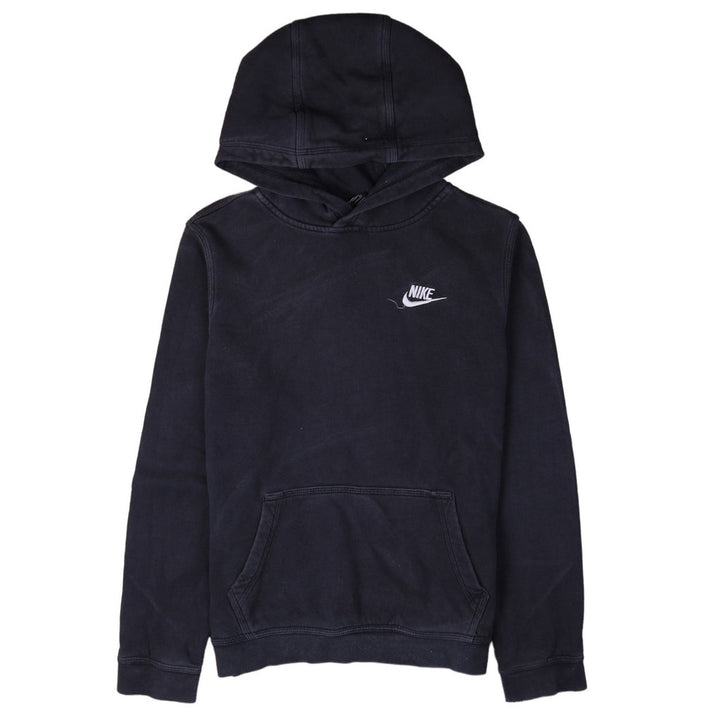 Nike Boys Black XL Pullover Hoodie with Logo, Standard Fit