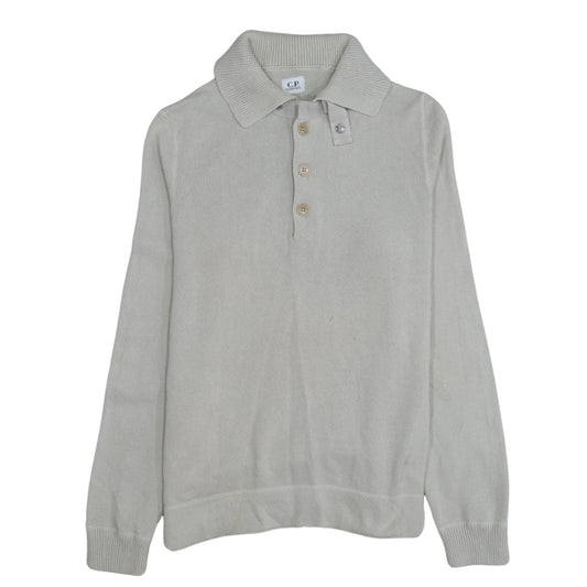 C.P. Company Men's Beige Cotton Henley Jumper Size M Classic Knit