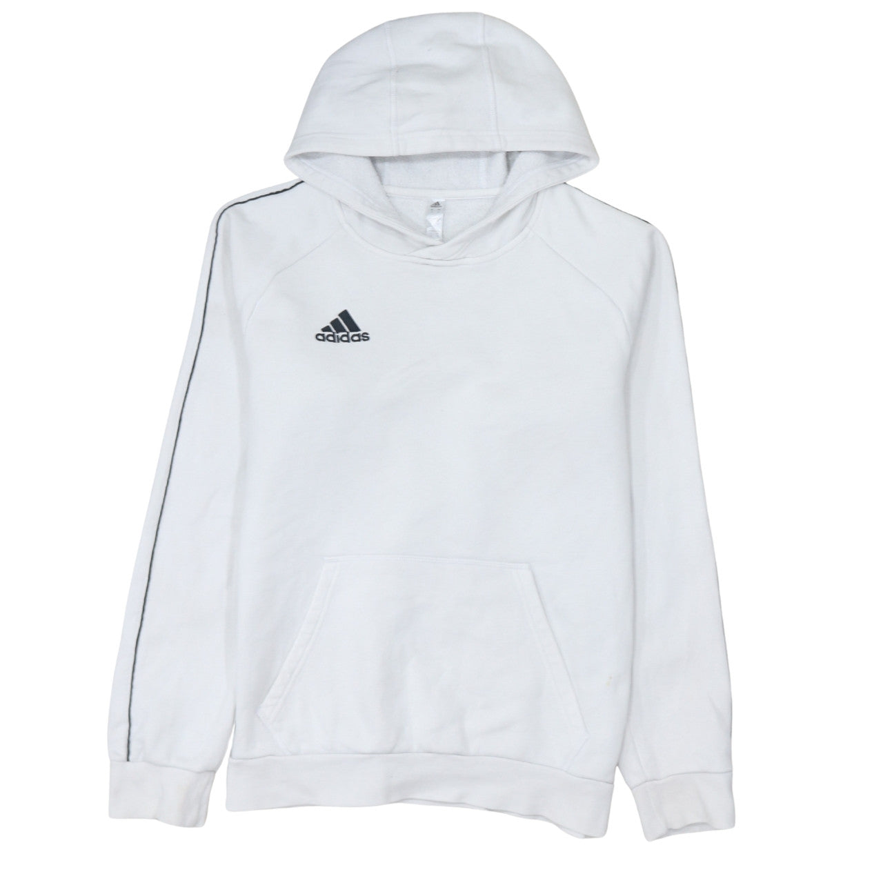 Adidas Men’s White Pullover Hoodie Small Logo Fleece Sweatshirt