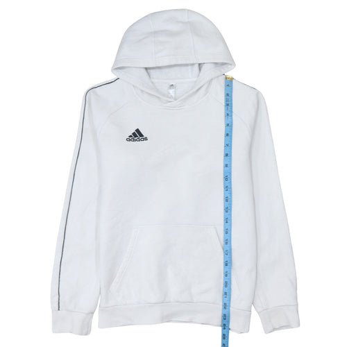 Adidas Men’s White Pullover Hoodie Small Logo Fleece Sweatshirt