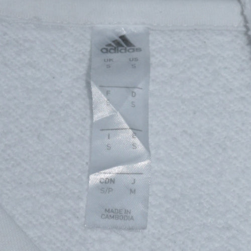 Adidas Men’s White Pullover Hoodie Small Logo Fleece Sweatshirt