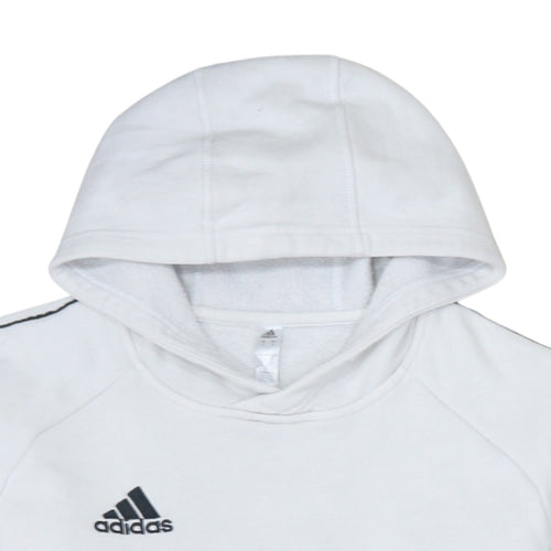 Adidas Men’s White Pullover Hoodie Small Logo Fleece Sweatshirt