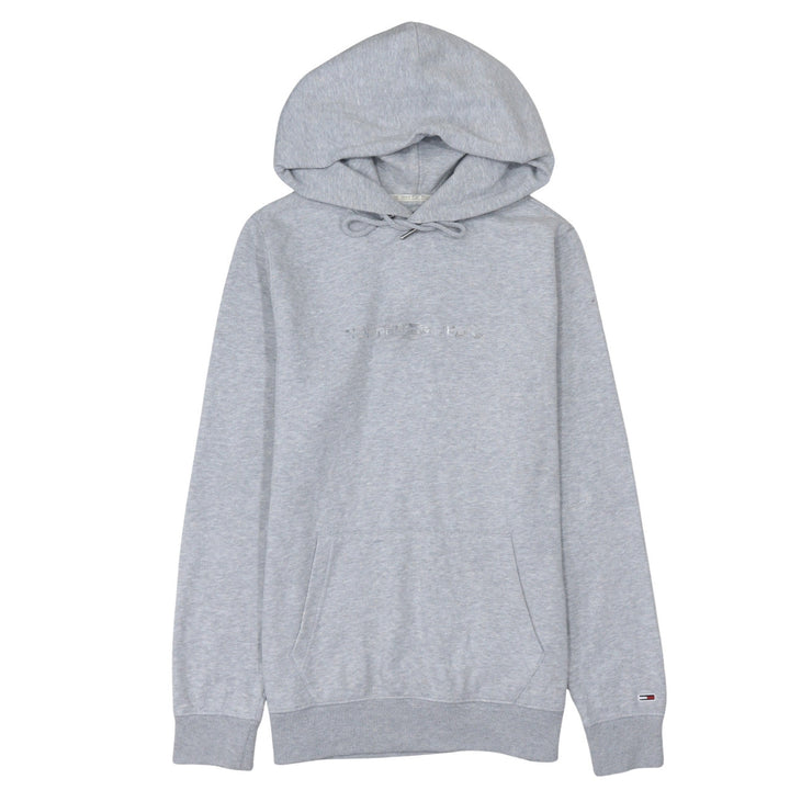 Tommy Jeans Men Grey Pullover Hoodie L Classic Logo Cotton Blend