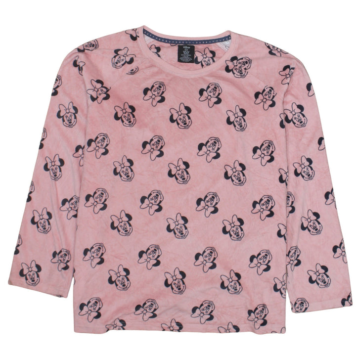 Disney Women’s Pink Minnie Mouse Velour Long Sleeve Nightshirt XL