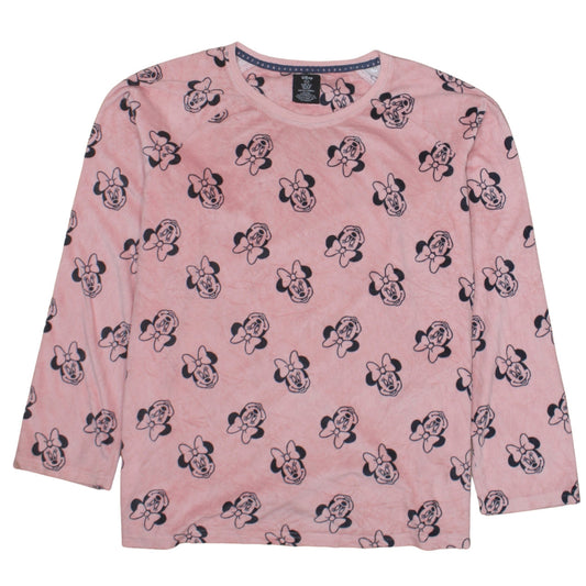 Disney Women’s Pink Minnie Mouse Velour Long Sleeve Nightshirt XL