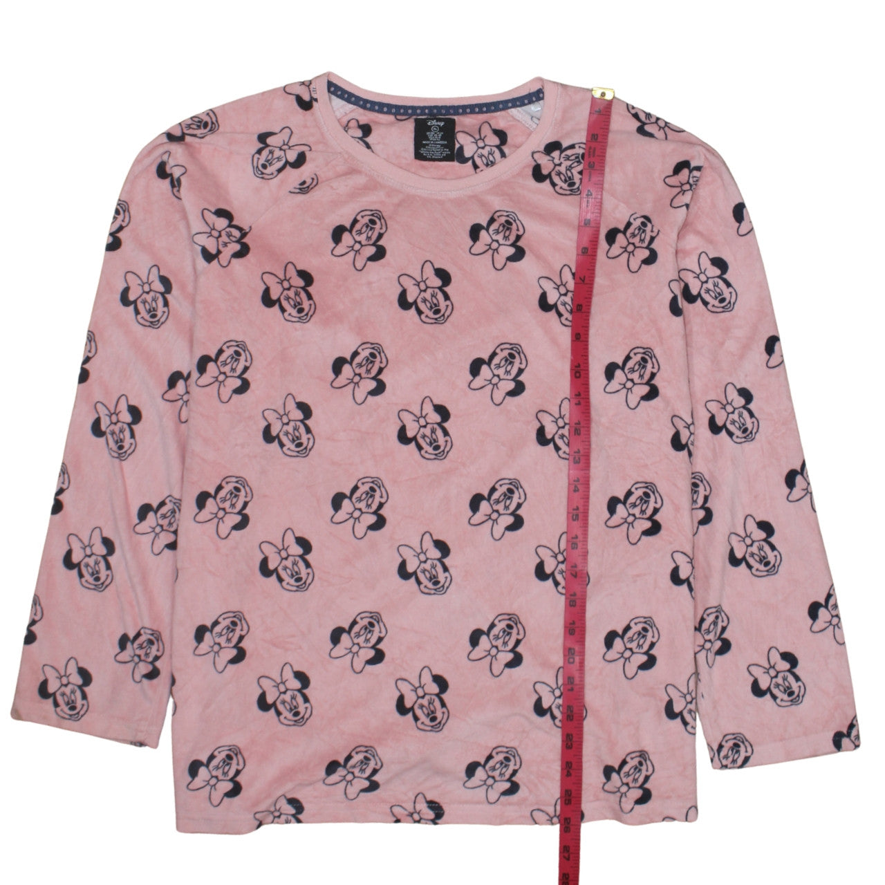 Disney Women’s Pink Minnie Mouse Velour Long Sleeve Nightshirt XL