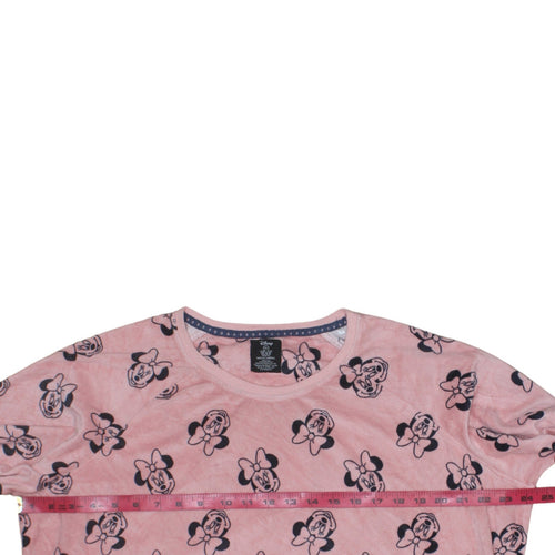 Disney Women’s Pink Minnie Mouse Velour Long Sleeve Nightshirt XL