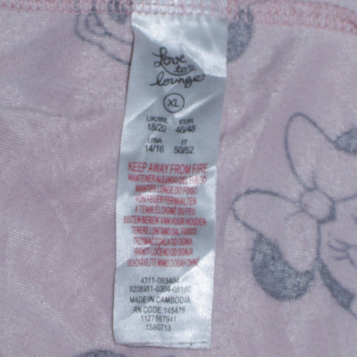 Disney Women’s Pink Minnie Mouse Velour Long Sleeve Nightshirt XL