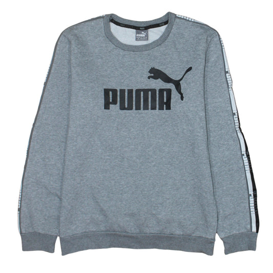 Puma Men's Grey Small Logo Sweatshirt Crew Neck Long Sleeve