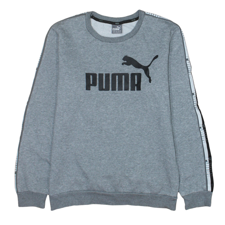 Puma Men's Grey Small Logo Sweatshirt Crew Neck Long Sleeve