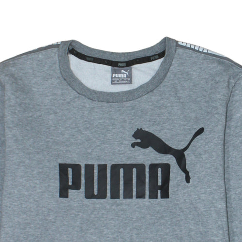 Puma Men's Grey Small Logo Sweatshirt Crew Neck Long Sleeve